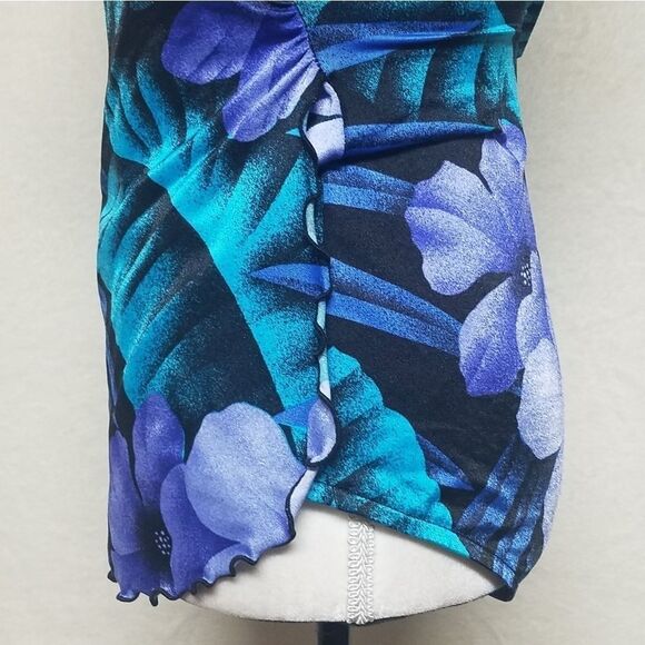 VINTAGE Robby Len Purple Plumbago Dress Swimsuit - Picture 8 of 13